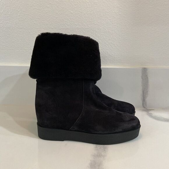 NEW Salvatore Ferragamo FALCON Leather Real Fur Boots Shoes Women's 8